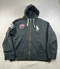 ポロラルフローレン ヴィンテージ ビックポニー USA 星条旗 ブラック フーディー ジップアップ