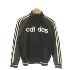 アディダス adidas スウェットジャケット 上着 M グレー 長袖 ロゴプリント スリーストライプス /AO30 ■GY58