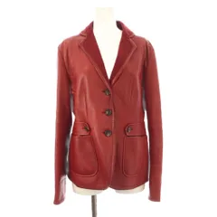 by HOMEOSTYLE ホメオスタイル レザージャケット 上着 44 赤 長袖 ノッチドラペル 襟切り替え /JP