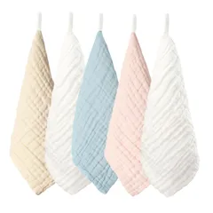 【数量限定】ガーゼハンカチ 柔らかく 名前入 綿100% ベビーガーゼ ループ付 6層 25x25cm 赤ちゃん 5枚セット ガーゼタオル