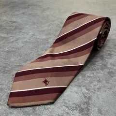 【BURBERRY BLACK LABEL】バーバリーブラックレーベル ロゴ入りレジメンタルストライプネクタイ シルク100% メンズ　日本製　ホースロゴ　バイカラー　レッド　ピンク　赤　桃色　ビジネス向け