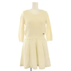 バーバリーブルーレーベル BURBERRY BLUE LABEL ニット ワンピース 七分袖 ひざ丈 38 白 E1J81-829-02 /TK