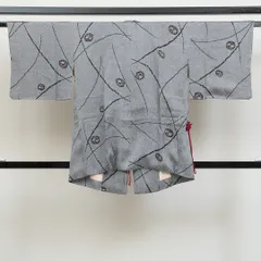 道中着 袷 身丈79cm 裄丈65cm 正絹 Aランク Mサイズ カジュアル 花柄 グレー系 1264-05482