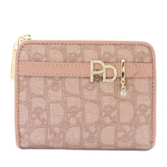 ピンキー&ダイアン ピンダイ PINKY&DIANNE パドロック L字ファスナー 財布 二つ折り PVC レザー 総柄 ベルト ロゴ ラインストーン ピンク /XZ ■GY04
