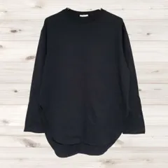 A1215 ジーユー GU Tシャツ 長袖 ロンT(S) 黒 無地 綿/コットン Uネック