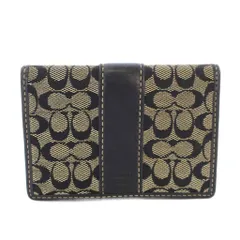 コーチ COACH パスケース カードケース 二つ折り シグネチャー レザー 黒 ベージュ /TK