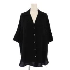 セオリー Theory シャツ ブラウス 五分袖 オープンカラー シアー シースルー ストレッチ 無地 ワンカラー S 黒 ブラック /BB