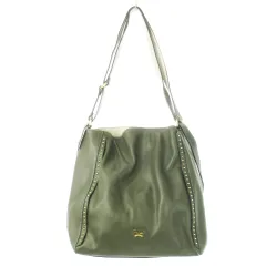 サマンサタバサ Samantha Thavasa ハンドバッグ 2way リュックサック デイパック レザー 革 スタッズ ロゴ 緑 カーキ /CK24