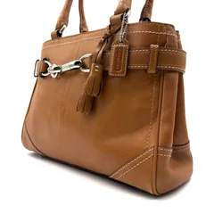 【美品】COACH y2k Hamptons leather carryall handbag コーチ ハンプトンズ レザー素材 キャリーオール ハンドバッグ ストラップ付き タッセル ブラウン