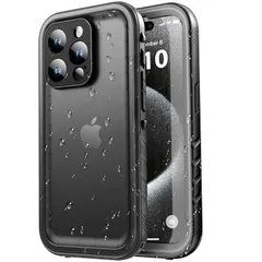 【新品】 SPORTLINK iPhone 15 Pro 用 防水ケース iPhone 15 Pro 用 耐衝撃 ケース 完全防水 IP68防水等級 防雪 防塵 耐衝撃 360°全面保護 QI充電 フェイスID 認証対応 操作便利 超薄型 ストラップ付き  0