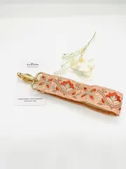 ハンドストラップ インド刺繍リボン〖ピンク〗