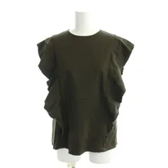 セオリーリュクス theory luxe シャツ ブラウス 38 カーキ フリル ラウンドネック /AP