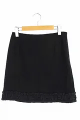 クイーンズコート QUEENS COURT スカート ミニ タイト フリル 1 黒 /ES