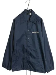 【お得なクーポン配布中!】 60s 70s ランタグ チャンピオン ナイロン コーチ ジャケット メンズ M ヴィンテージ カレッジ プリント ブルゾン ジャンパー 薄手 ネイビー