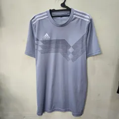 L adidas CLIMALITE グラフィック 半袖 Tシャツ (グレー/ブルー)