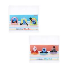 【単品】パペットスンスン　アクリルクリップ3個セット　2柄展開　サンスター文具　スンスン・ノンノン・ゾンゾン