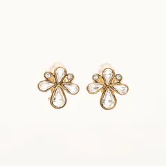YVES SAINT LAURENT イヴ・サンローラン イヤリング フラワー ラインストーン 【最終値下げ】【中古】