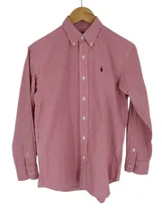 ラルフローレン ギンガムチェックシャツ 赤 ボタンダウン 刺繍ロゴ 長袖 洗濯済み 美品寄り