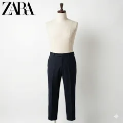 ZARA ストライプテーパードパンツ M ネイビー 上品な大人カジュアル #K023-52