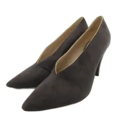 ニナリッチ NINA RICCI Vカットパンプス スエード ポインテッドトゥ コーンヒール 37 ダークグレー /UO