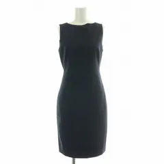 セオリー Theory TAILOR BETTY2B タイトワンピース ひざ丈 ノースリーブ ボートネック 無地 スリット ウール 0 S 紺 ネイビー 9905535 /BB