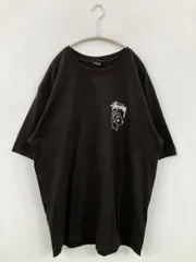 stussy ステューシー Tシャツ/カットソー XL ブラック 前面プリント バックプリント ブランドロゴ ミドル丈 半袖 クルーネック(丸首)