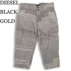 イタリア製★ DIESEL BLACK GOLD ディーゼル PRESCORT BG31H★ 麻 リネン パッチワーク クロップド パンツ Sz.44 メンズ 灰