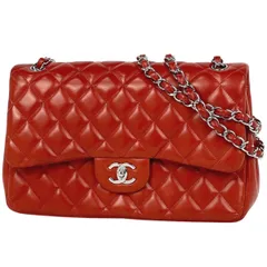 シャネル CHANEL デカ マトラッセ Wフラップ チェーン ショルダーバッグ ココマーク ショルダーバッグ レザー レッド A58600 レディース 【中古】