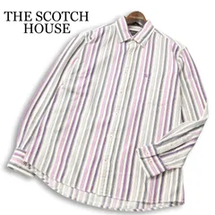 THE SCOTCH HOUSE スコッチハウス 通年 ロゴ刺繍★ 長袖 マルチ ストライプ ボタンダウン シャツ Sz.M メンズ