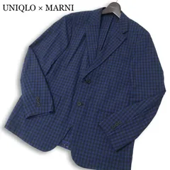 22AW★ UNIQLO × MARNI ユニクロ × マルニ 通年 ギンガムチェック テーラード ジャケット ブレザー Sz.M メンズ ネイビー