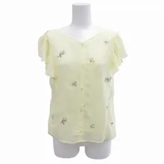 ミッシュマッシュ MISCH MASCH ブラウス シャツ 花柄刺繍 フリル シアー フレンチスリーブ M 黄 イエロー /HD 0927