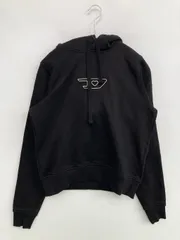 DIESEL ディーゼル パーカー XS ブラック コットン 裏起毛 無地 ワンポイント 刺繍 プルオーバー 長袖