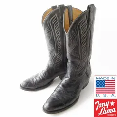 黒タグ USA製 Tony Lama トニーラマ イールレザー ウエスタンブーツ 黒 27cm うなぎの革 アメリカ製 ビンテージ D153-32-0047ZT