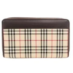 バーバリー ロンドン BURBERRY LONDON 長財布 オーガナイザー ウォレット ラウンドファスナー ノバチェック 小銭入れ レザー ロゴ 茶 ブラウン ベージュ /GVのサムネイル