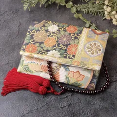 数珠入れ　数珠ケース　念珠入れ　帯リメイク   和風　和柄　 J-15-087  ハンドメイド