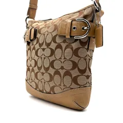 COACH y2k signature canvas leather shoulderbag コーチ シグネチャーキャンバス柄レザーショルダーバッグ ストラップ付き 斜め掛け クロスボディタイプ ベージュ ブラウン