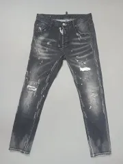 30 DSQUARED2 フロントジッパー ダメージ クールガイ ブラックジーン デニム