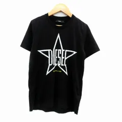ディーゼル DIESEL Tシャツ カットソー ラウンドネック 半袖 プリント 黒 ブラック オフホワイト /HO9