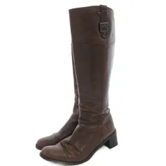 トラサルディ TRUSSARDI エンジニアブーツ ロング サイドジップ バックル レザー 22.5cm 茶 ブラウン /GV