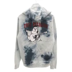 トゥルーレリジョン TRUE RELIGION ジップアップパーカー フーディ タイダイ柄 バックプリント L ライトブルー 紺 ネイビー /YJ ■ECD001のサムネイル