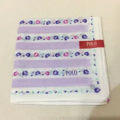 【値下げ】新品☆POLO ポロ ハンカチ パープル 花×ボーダー
