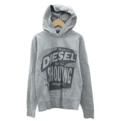 ディーゼル DIESEL パーカー スウェット 上着 プルオーバー S グレー ロゴプリント 裏起毛 /SY67 ■ECD001