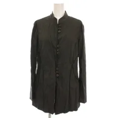 アルマーニ コレツィオーニ ARMANI COLLEZIONI ロング ジャケット スタンドカラー リネン混 42 カーキ /YMのサムネイル