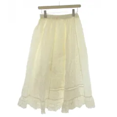 サマンサモスモス SM2 フレアスカート ロング丈 麻 リネン F 白 ホワイト 刺繍柄 ウエストゴム フリル裾 /LP ■GY60