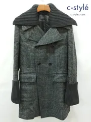 P272 [秋冬][人気] DIESEL BLACK GOLD ディーゼルブラックゴールド ツイードピーコート 42 グレー系 チェック柄 WANNBORGA | ★