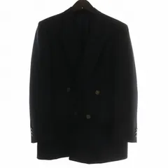 ランバン LANVIN テーラードジャケット ブレザー ウール モヘア ダブル 4B 背抜き 肩パッド サイドベンツ H50-26 紺 ネイビー /XZ ■GY11