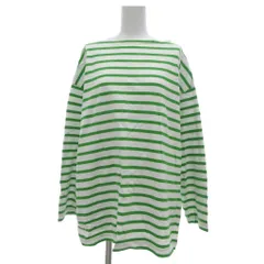 ルミノア Leminor ボーダーワイドチュニックプルオーバー カットソー 長袖 3 緑 グリーン 白 ホワイト 61896-D43 /NH