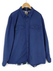 00s L.L.Bean ハリケーンシャツ XL ネイビー チェックライナー 厚手 コットン ワークシャツ エルエルビーン
