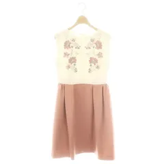 チェスティ Chesty 花柄 刺繍 ノースリーブワンピース ひざ丈 スキッパー 0 白 ホワイト ピンク /AT ■OS