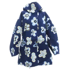 ユニクロ UNIQLO ×マルニ MARNI ブロックテックハーフコート フード ミドル丈 フラワーモチーフ M 青 ブルー /GV ■GY60